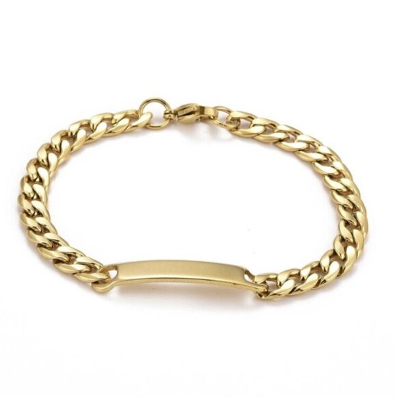 Miami Cuban Curb Link Stainless Steel ID Bracelet - Picture 1 of 4
